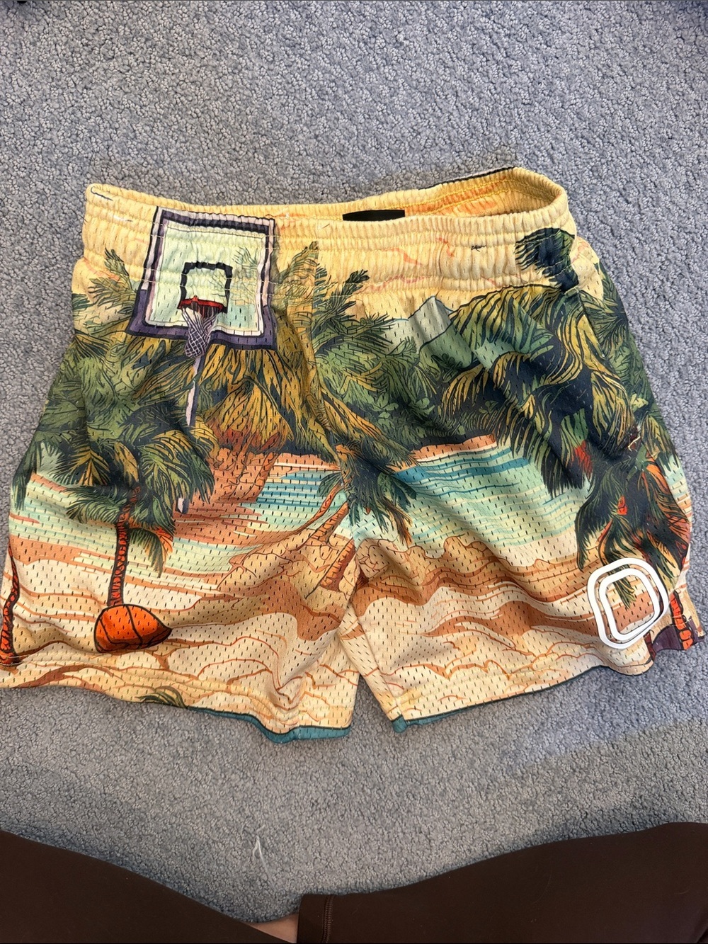 Overtime Kids Tropical Basketball Print Shorts in Yellow